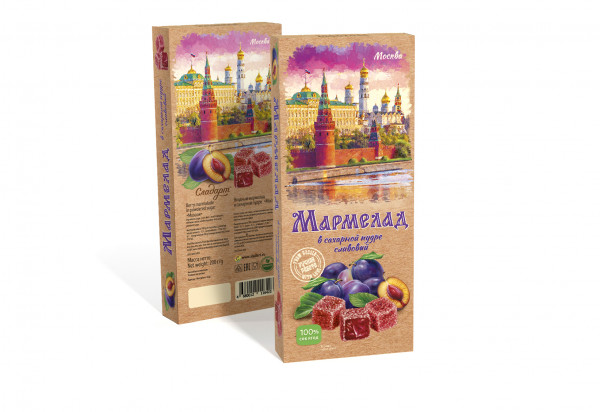 №2 Сладарт Мармелад Сливовый МОСКВА в сахарной пудре (642), 200г   в Моздоке