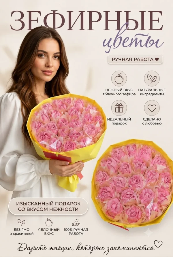 №1 Букет Зефирный Размер XL розовый,350г в Моздоке
