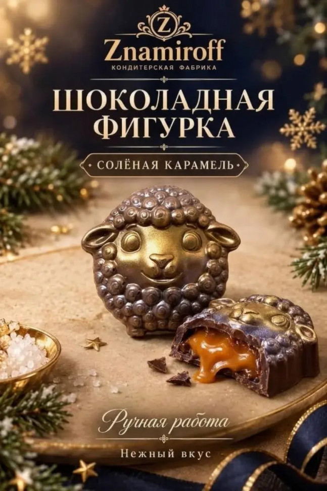  Шоколад фигурный "Овечка-мордашка" молочный шоколад с начинкой солёная карамель(блок 5шт по 70г) в Моздоке