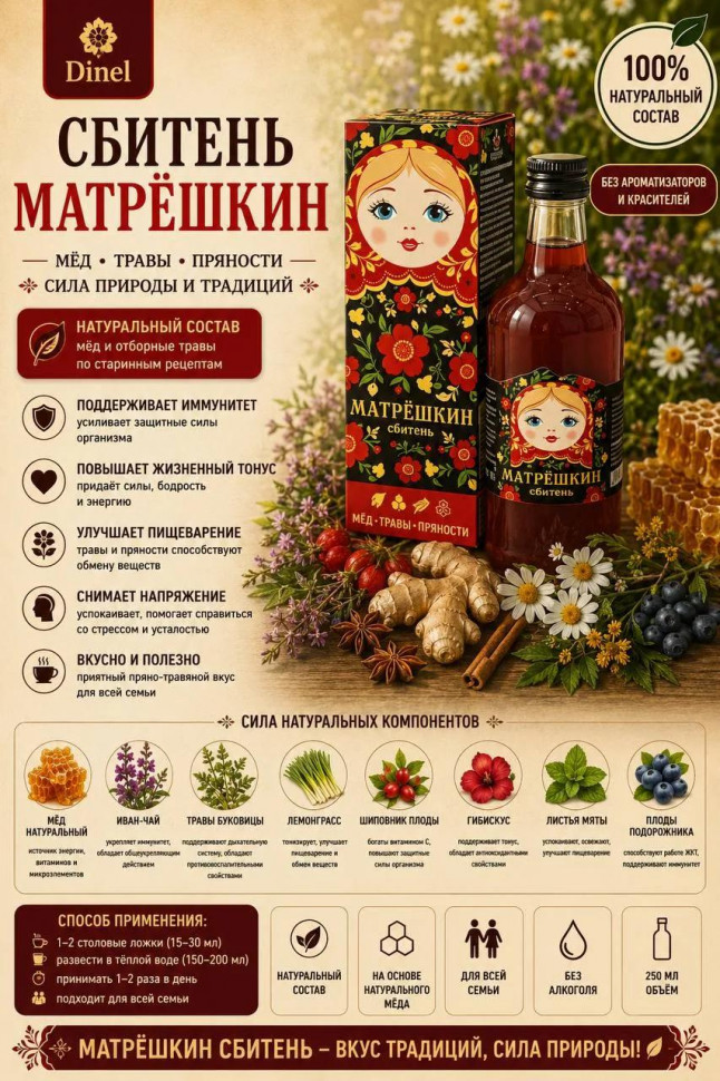  Сбитень Матрёшкин, 250мл  в Моздоке