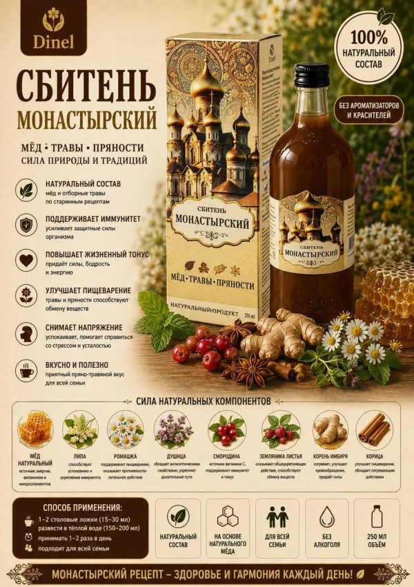 №3 Сбитень Монастырский, 250мл  в Моздоке